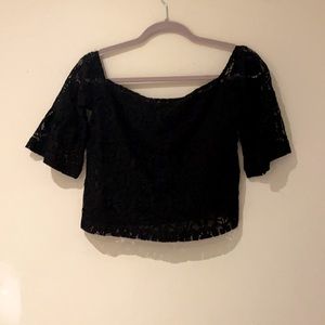 Black lace crop top